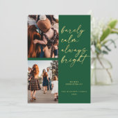 金ゴールド常に明るい写真クリスマスグリーン シーズンカード (スタンド正面)