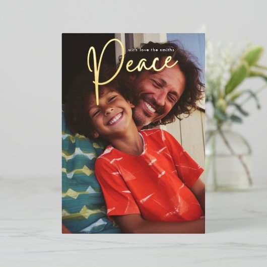 金ゴールド平和エレガント宗教写真 箔シーズンカード (立ち正面)