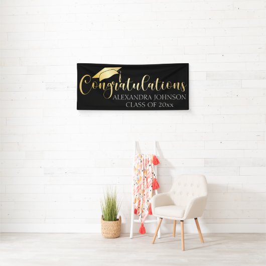 金ゴールド年モダンカスタムの卒業おめでとう 横断幕 (インサイチュ)