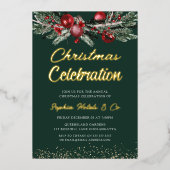 金ゴールド年間クリスマスガラパーティーお祝い金ゴールド 箔招待状 (正面)