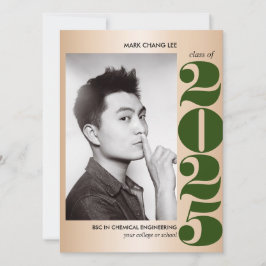金ゴールド年 |ダークグリーン・カレッジ写真卒業 カード
