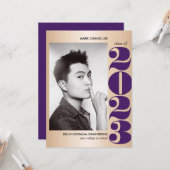 金ゴールド年 |パープルカレッジ写真卒業 カード (正面/裏面インサイチュ)