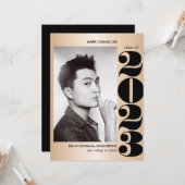 金ゴールド年 |ブラックはっきりしたカレッジ写真卒業 カード (正面/裏面インサイチュ)