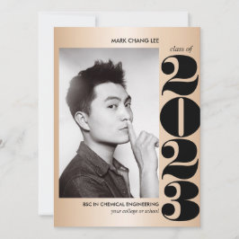 金ゴールド年 |ブラックはっきりしたカレッジ写真卒業 カード