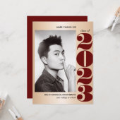 金ゴールド年 | BURGUNDY COLLEGE写真卒業 カード (正面/裏面インサイチュ)