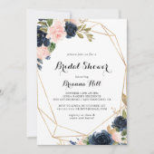 金ゴールド幾何エレガント冬フローラブライダルシャワー 招待状 (正面)