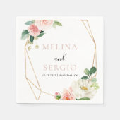 金ゴールド幾何エレガント秋の結婚花 スタンダードカクテルナプキン (正面)