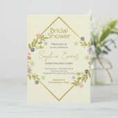 金ゴールド幾何グリーンフローラブライダルシャワー 招待状 (スタンド正面)