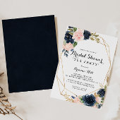 金ゴールド幾何フローラブライダルシャワー茶パーティー 招待状