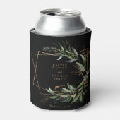 金ゴールド幾何ユーカリエレガントブラック結婚ズ 缶クーラー (缶正面)