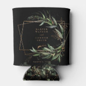 金ゴールド幾何ユーカリエレガントブラック結婚ズ 缶クーラー (裏面)