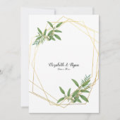 金ゴールド幾何ユーカリ葉ウッドランド 招待状 (正面)