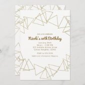 金ゴールド幾何三角形モダン誕生日パーティ 招待状 (正面/裏面)