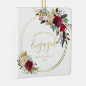 金ゴールド幾何写真当社の初めてのクリスマス 婚約した セラミックオーナメント (右)