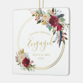 金ゴールド幾何写真当社の初めてのクリスマス 婚約した セラミックオーナメント (左)