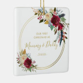 金ゴールド幾何写真新しい親の初めてのクリスマス セラミックオーナメント (右)