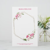 金ゴールド幾何図枠 便箋 (スタンド正面)