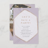 金ゴールド幾何大理石写真卒業パーティー 招待状 (正面/裏面)