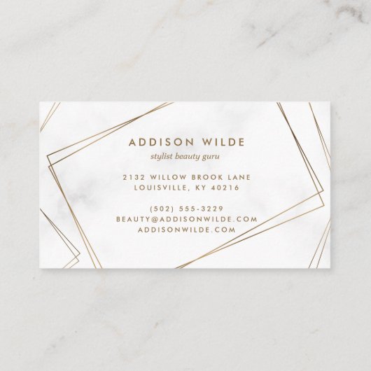 金ゴールド幾何大理石抽象芸術モダン 名刺 (裏面)