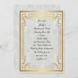 金ゴールド幾何大理石結婚のバチェロレッテ 招待状