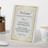 金ゴールド幾何大理石結婚の安全性 台座サイン (インサイチュ)