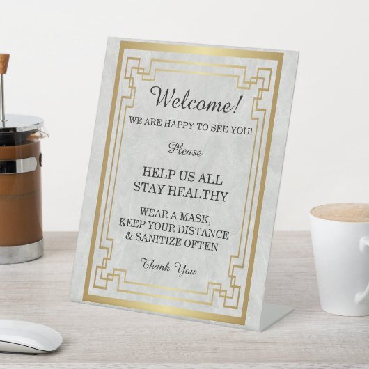 金ゴールド幾何大理石結婚の安全性 台座サイン (インサイチュ)