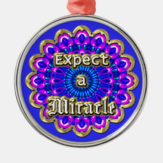 金ゴールド幾何学デザインの奇跡を期待鮮やかする メタルオーナメント (正面)