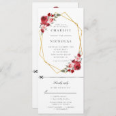 金ゴールド幾何学フローラ結婚式招待状w rsvp 招待状 (正面/裏面)