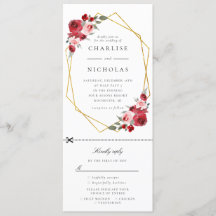 金ゴールド幾何学フローラ結婚式招待状w rsvp