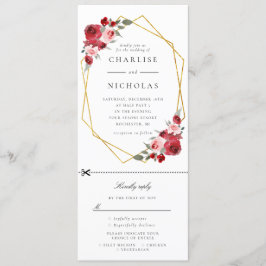 金ゴールド幾何学フローラ結婚式招待状w rsvp 招待状