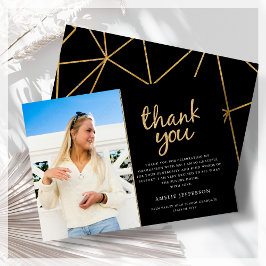金ゴールド幾何学写真の卒業サンキューカード サンキューカード