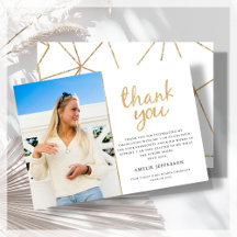 金ゴールド幾何学写真の卒業サンキューカード