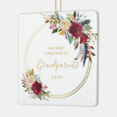 金ゴールド幾何学写真の祖父母初めてのクリスマス セラミックオーナメント (左)