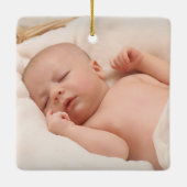 金ゴールド幾何学写真の祖父母初めてのクリスマス セラミックオーナメント (裏面)