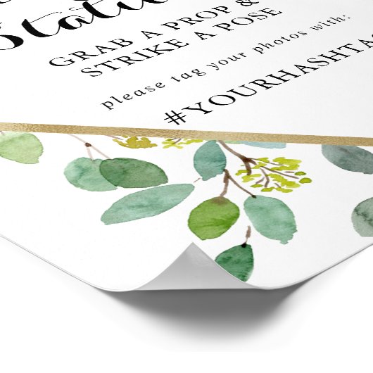 金ゴールド幾何学書道自撮ステーションサイン ポスター (角)