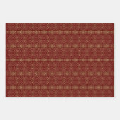 金ゴールド幾何学模様およびブルゴーニュ ラッピングペーパーシート (正面2)