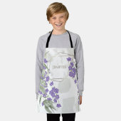 金ゴールド幾何学模様の水彩の葉状花枠 エプロン (着用した状態)