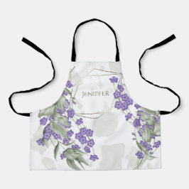 金ゴールド幾何学模様の水彩の葉状花枠 エプロン