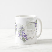 金ゴールド幾何学模様の水彩の葉状花枠 コーヒーマグカップ (正面右)