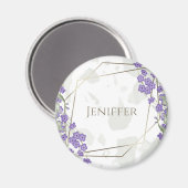 金ゴールド幾何学模様の水彩の葉状花枠 マグネット (正面/裏面)