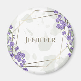 金ゴールド幾何学模様の水彩の葉状花枠 マグネット