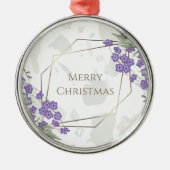 金ゴールド幾何学模様の水彩の葉状花枠 メタルオーナメント (正面)