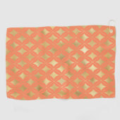 金ゴールド幾何学模様カスタムのピーチ背景 ゴルフタオル (横)