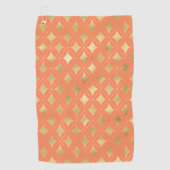 金ゴールド幾何学模様カスタムのピーチ背景 ゴルフタオル (正面)