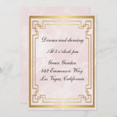 金ゴールド幾何学模様ピンクマーブルウェディング 招待状 (正面/裏面)