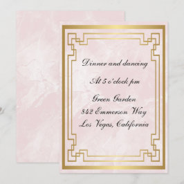 金ゴールド幾何学模様ピンクマーブルウェディング 招待状