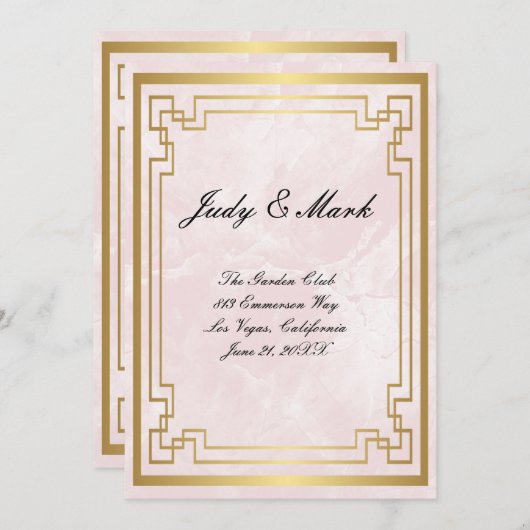 金ゴールド幾何学模様ピンクマーブル結婚のメニューカード メニュー (正面/裏面)