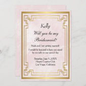 金ゴールド幾何学模様ピンク大理石ブライドメイド 招待状 (正面/裏面)