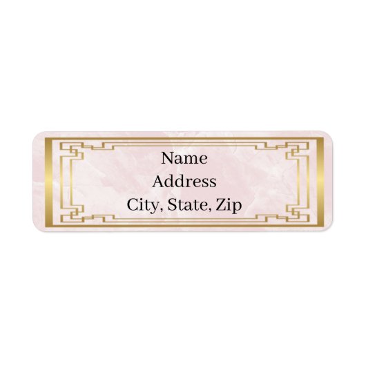 金ゴールド幾何学模様ピンク大理石結婚のアドレス ラベル (正面)