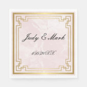 金ゴールド幾何学模様ピンク結婚大理石紙 スタンダードランチョンナプキン (正面)
